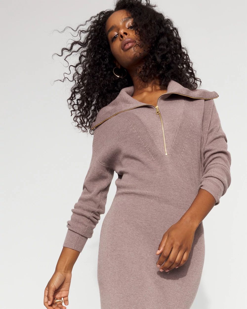 Half-Zip Sweater Mini Dress | White House Black Market